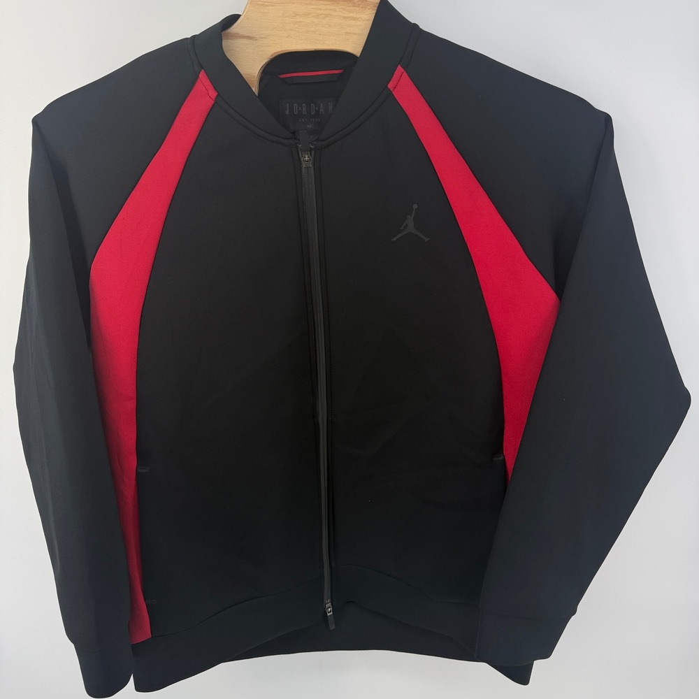 Jordan Mens Black Red Full Zip Bomber Track Jacket 887776-011 Size 2XL NWT